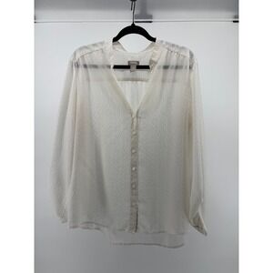 Chico's Blouse, Sheer, Textured Chevron Design, Blousen Sleeves, Sz 2 (12) S237